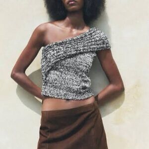 Zara One-Shoulder Knit Top S